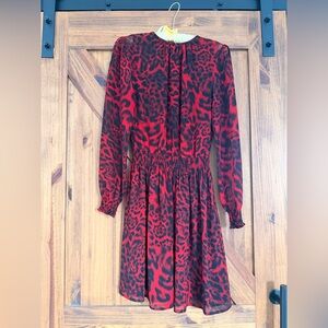 Michael Kors Red and Black Patterned Dress